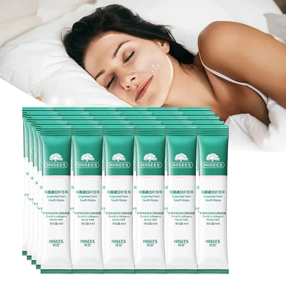 Mascarillas faciales para dormir con colágeno de centella, antiarrugas, antiedad, hidratantes. 30 unidades