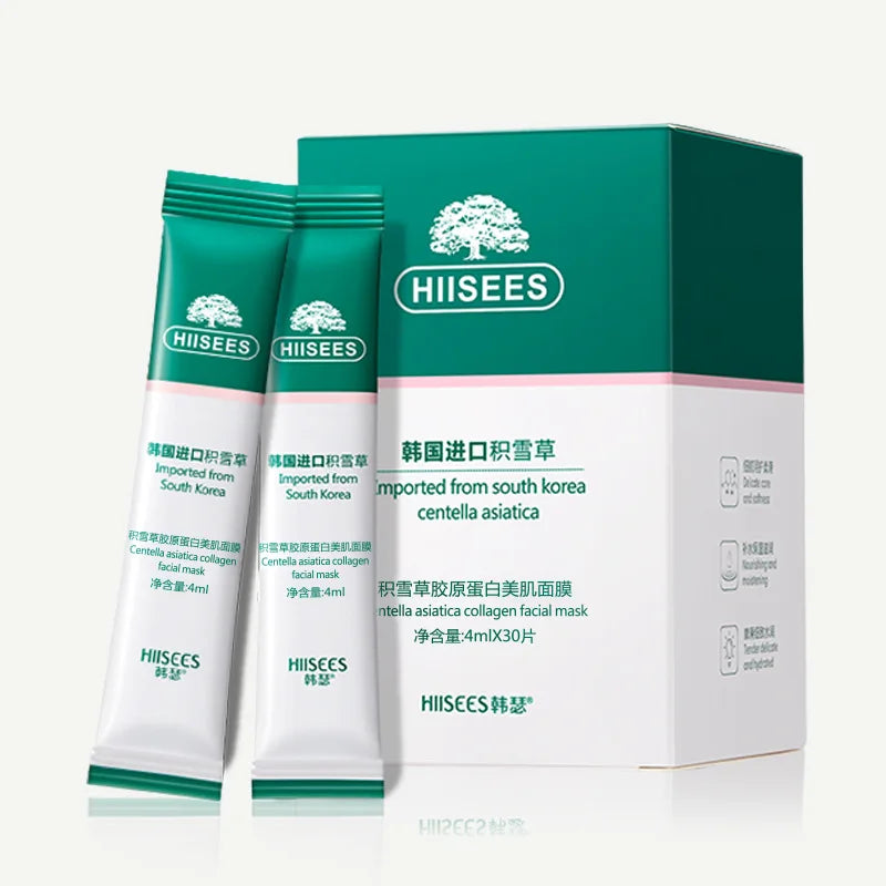 Mascarillas faciales para dormir con colágeno de centella, antiarrugas, antiedad, hidratantes. 30 unidades
