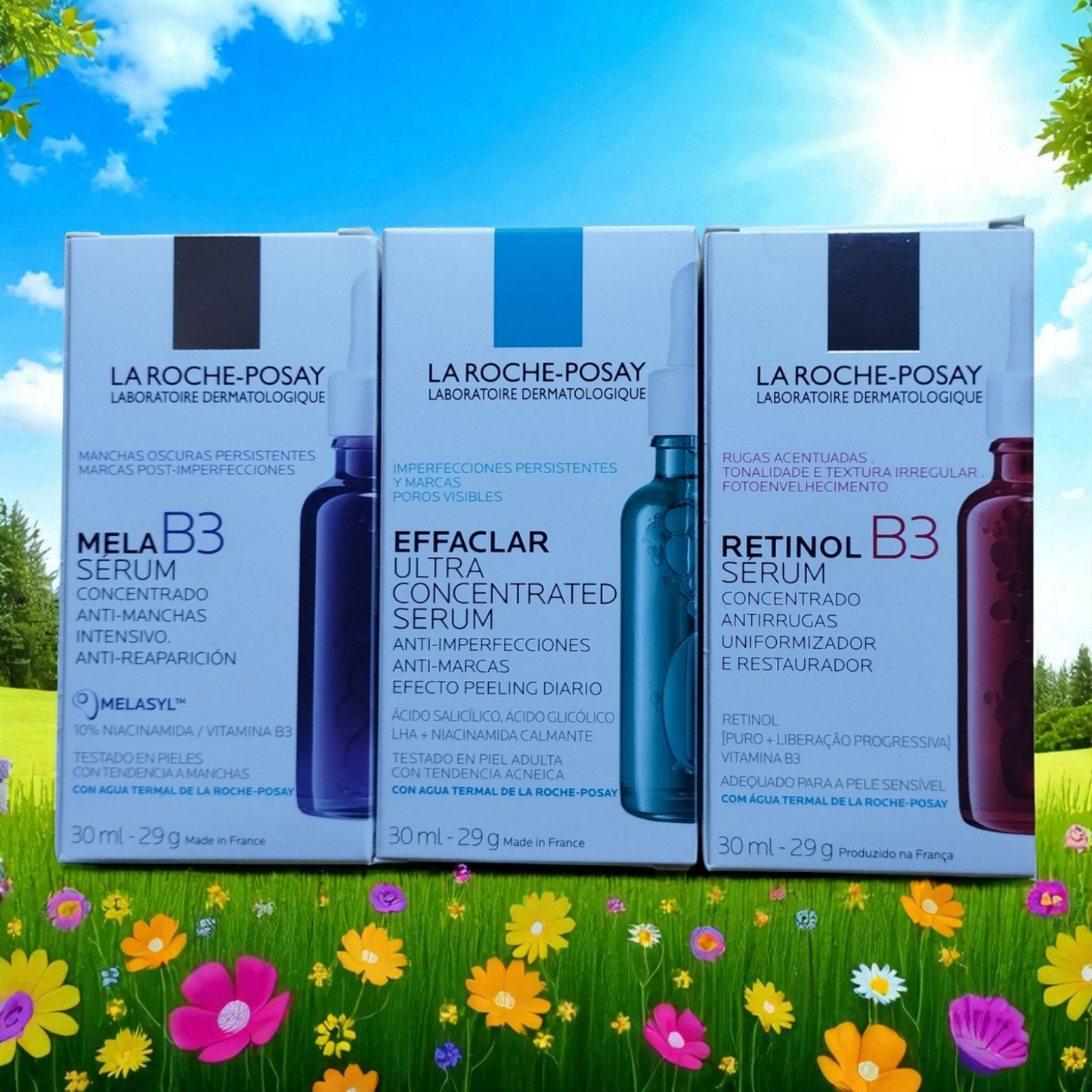 Pack de Sérum La Roche posay MELA B3, RETINOL B3, EFFACALAR ULTRA CONCENTRATED 30ML×3