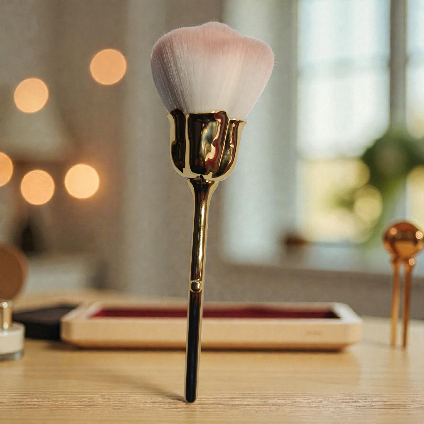 Brocha de maquillaje con estilo rosa