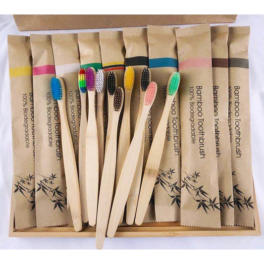 cepillos de dientes de madera, suaves, para el cuidado dental 10pcs