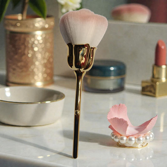Brocha de maquillaje con estilo rosa