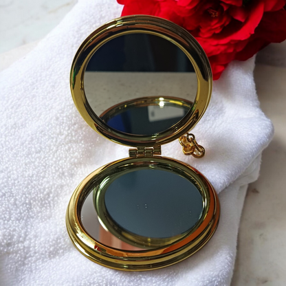 Espejo plegable rodendo de doble cara compacto, ideal para viajes y toques rápidos