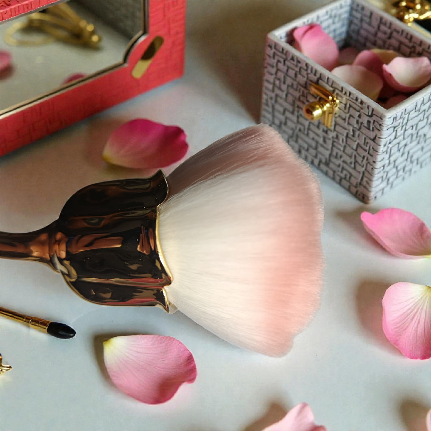 Brocha de maquillaje con estilo rosa